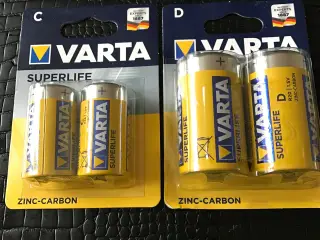 Varta C og D batterier.
