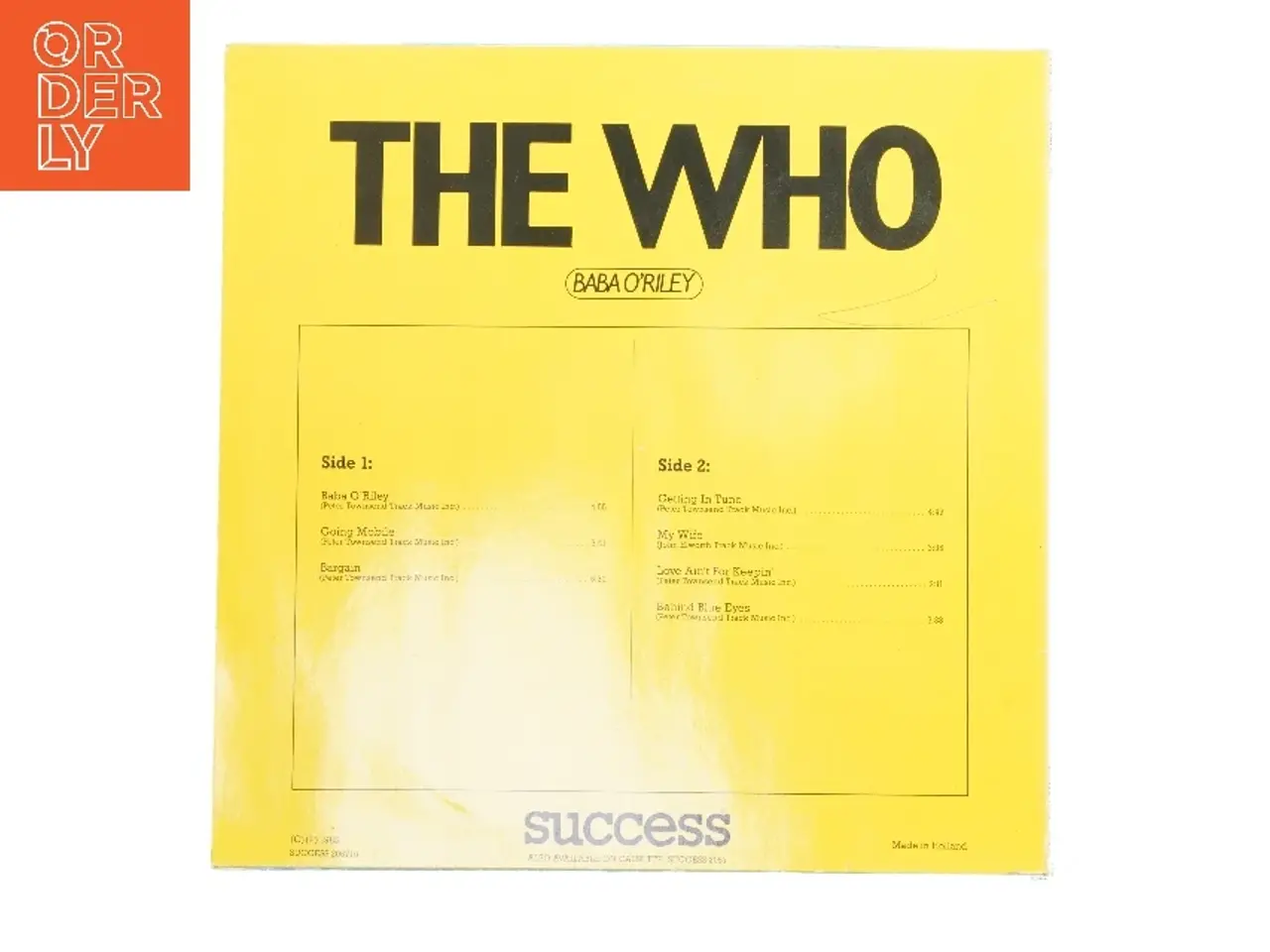 Billede 2 - The Who - Baba O'Riley LP fra Success