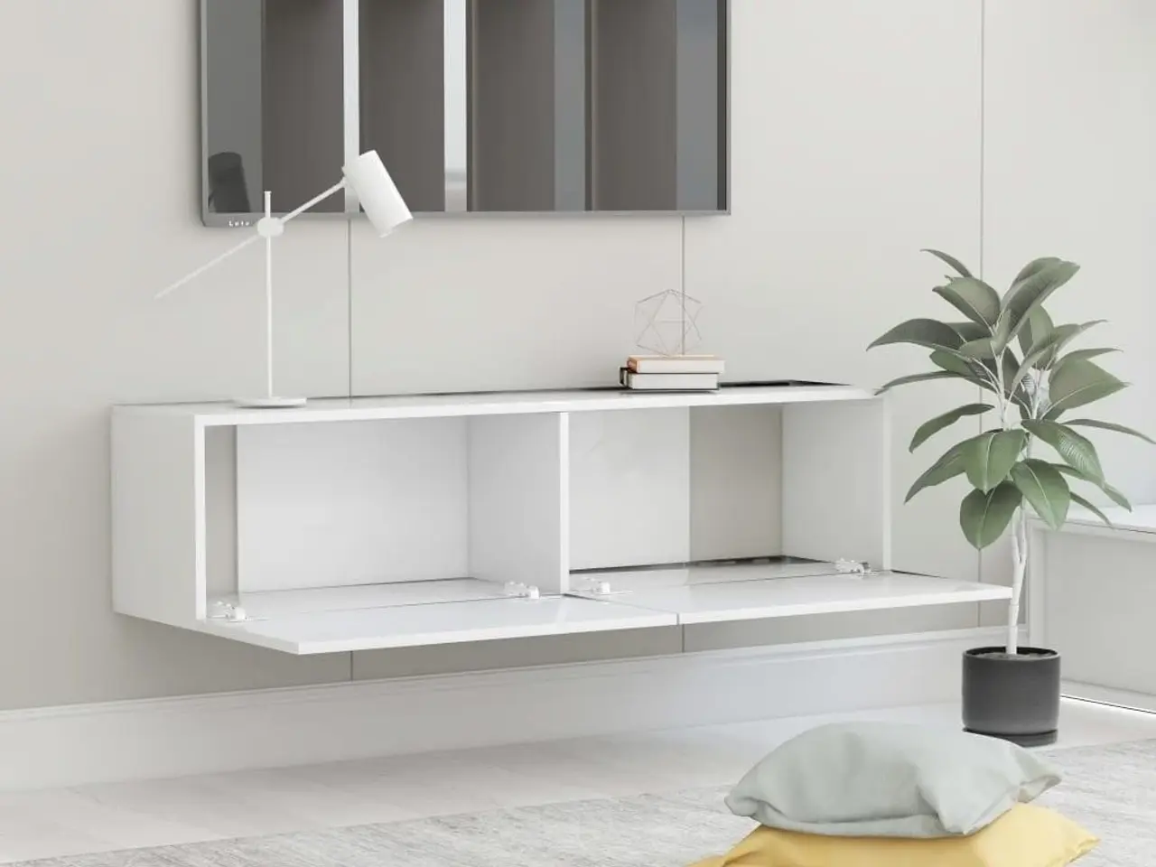 Billede 4 - Væghængt TV-skab i konstrueret træ - hvid, 120 x 30 x 30 cm