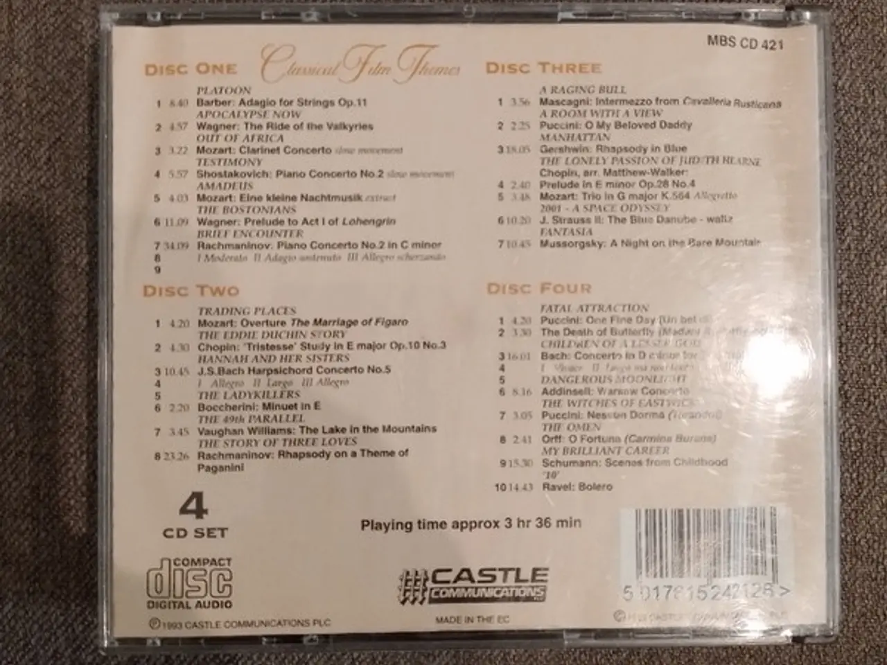 Billede 2 - Diverse kunstnere – Classical Film Themes – 4CD