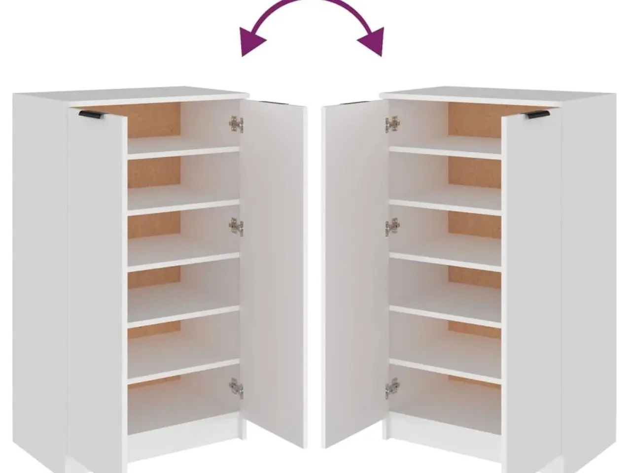 Billede 8 - Skoskab i hvid - 59 × 35 × 100,5 cm, konstrueret træ