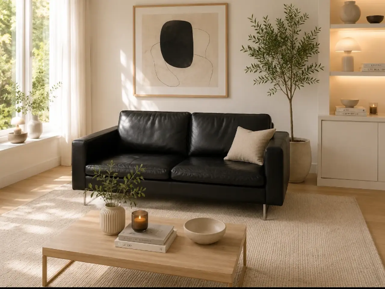 Billede 1 - 2 1/2 Pers.sofa i sort Bari læder Ilva.