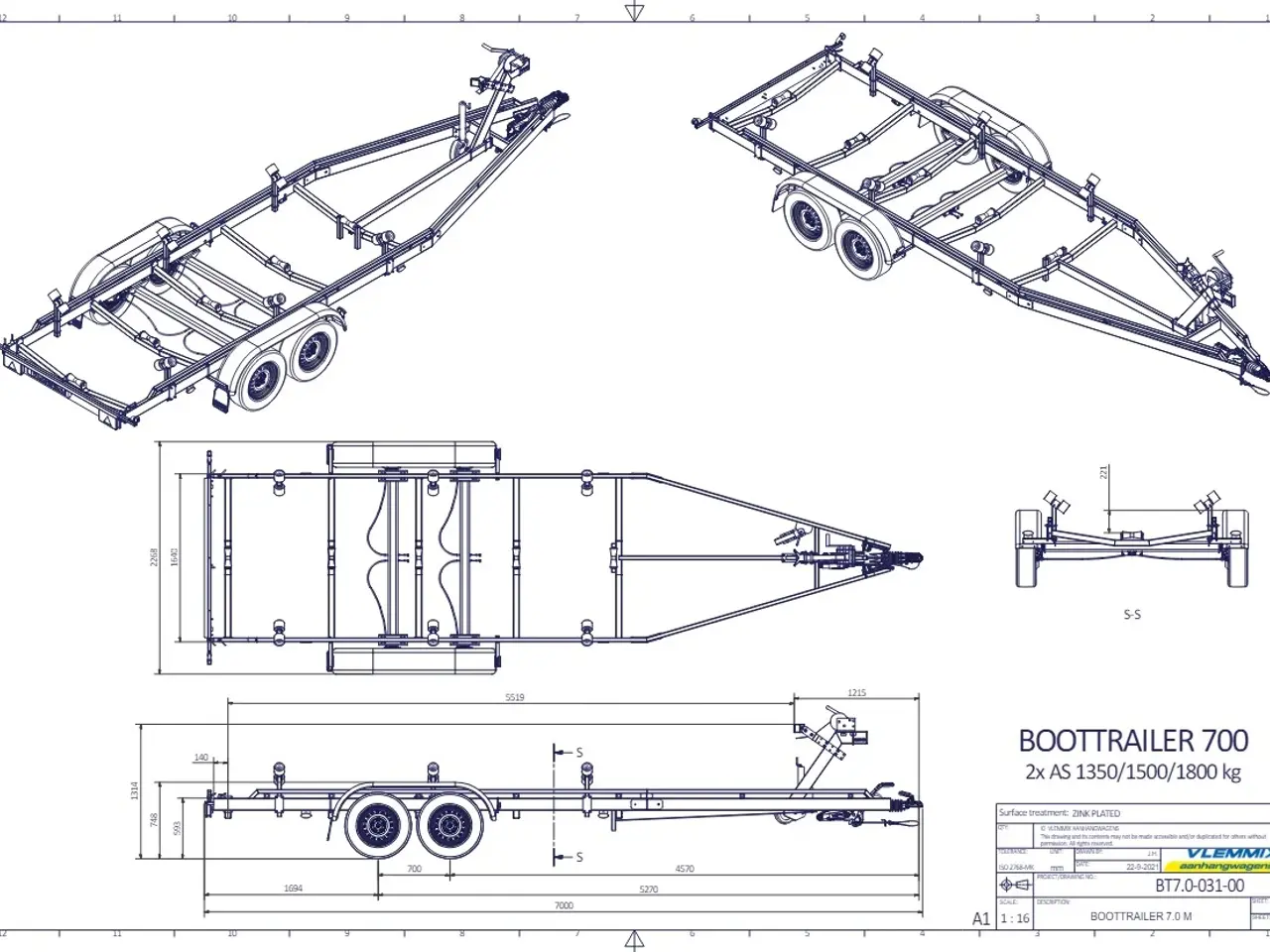 Billede 3 - Vlemmix Bådtrailer 700x220 2700 Flex-Roll