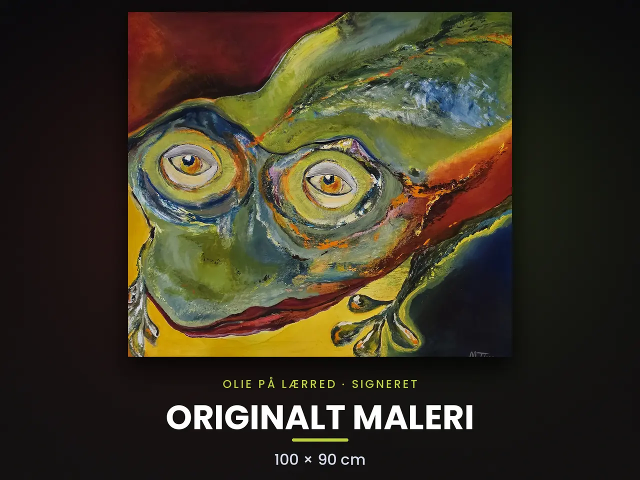 Billede 1 - Originalt oliemaleri – frø, 100 × 90 cm, signeret