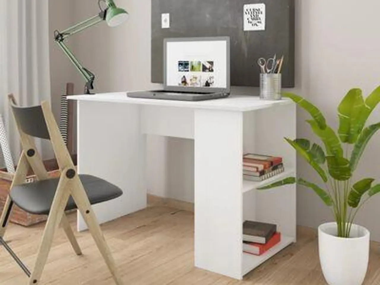 Billede 1 - Skrivebord med 2 hylder 110 x 60 x 73 cm - hvid
