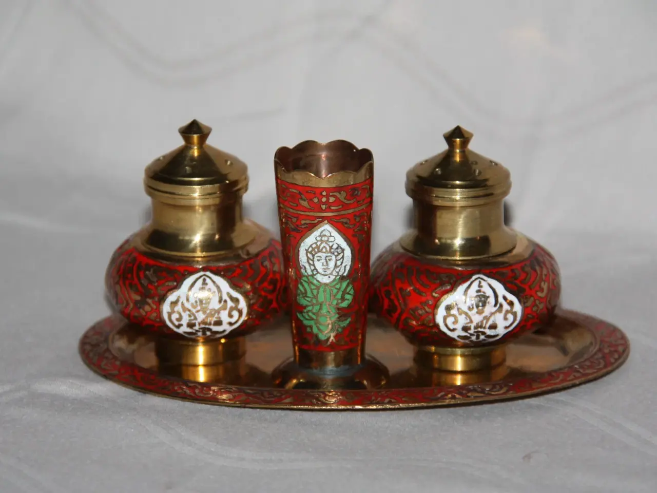 Billede 1 - Cloisonne salt og peber sæt