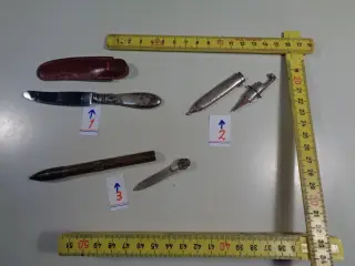 Knive helt små, sølv/messing, Ældre antikke