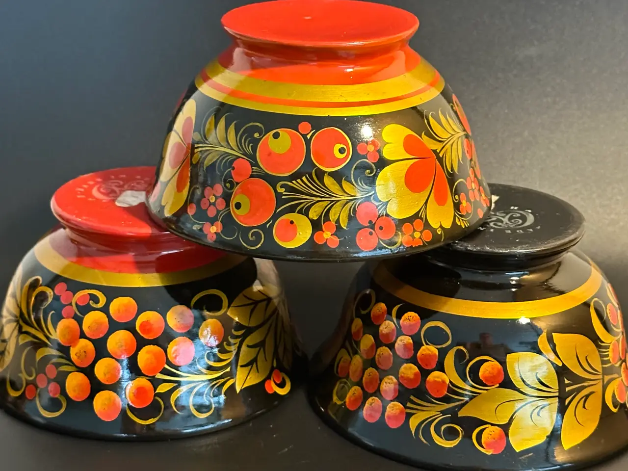 Billede 8 - Vintage håndmalet serverings sæt af træ fra USSR