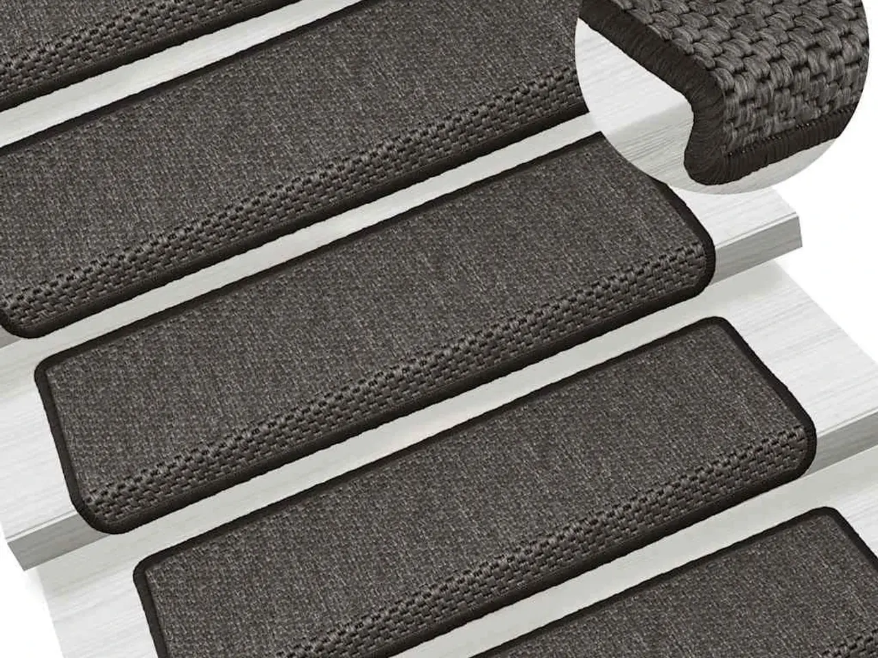 Billede 6 - Selvklæbende trappemåtter 15 stk. 65x21x4cm sisal-look antracit