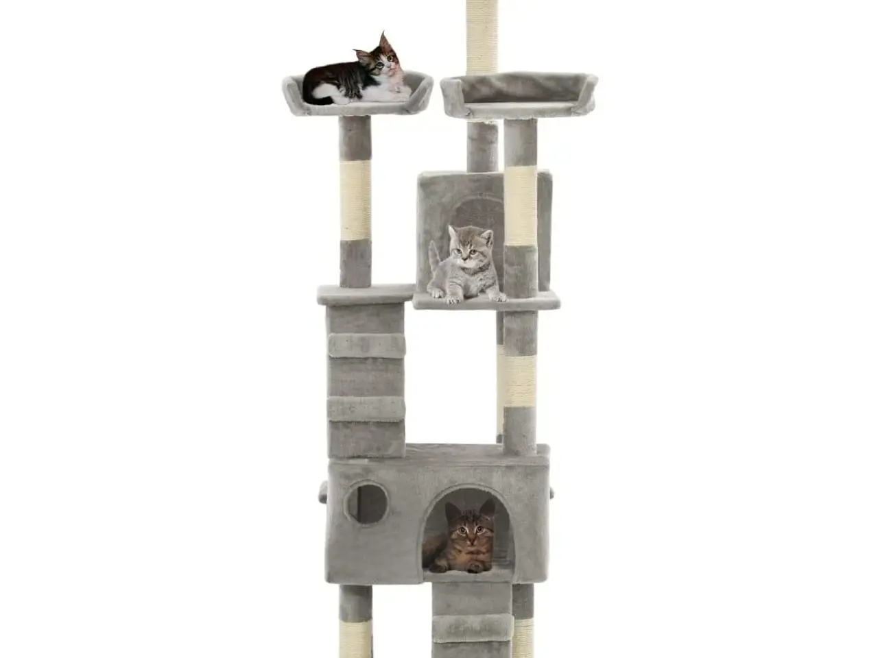 Billede 2 - Kradsetræ til katte med sisal-kradsestolper 170 cm - grå