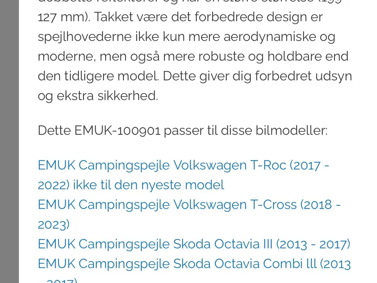 Billede 3 - Emuk Campingspejle Skoda & VW