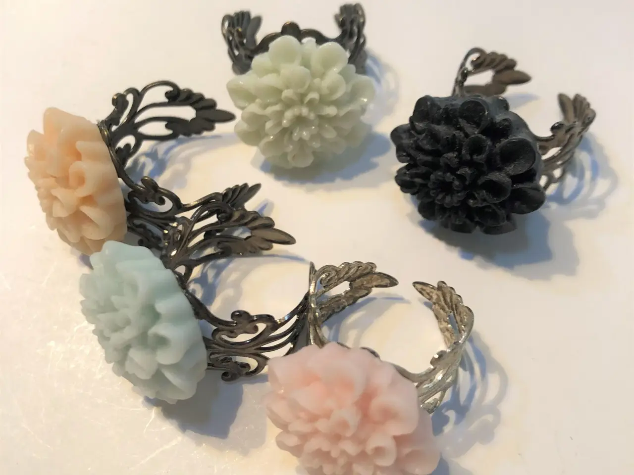 Billede 4 - Ring, blomst, dahlia, forsølvet, onesize