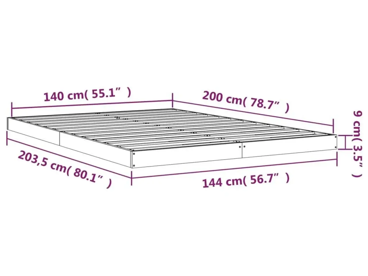 Billede 8 - Sengeramme 140x200 cm massivt fyrretræ