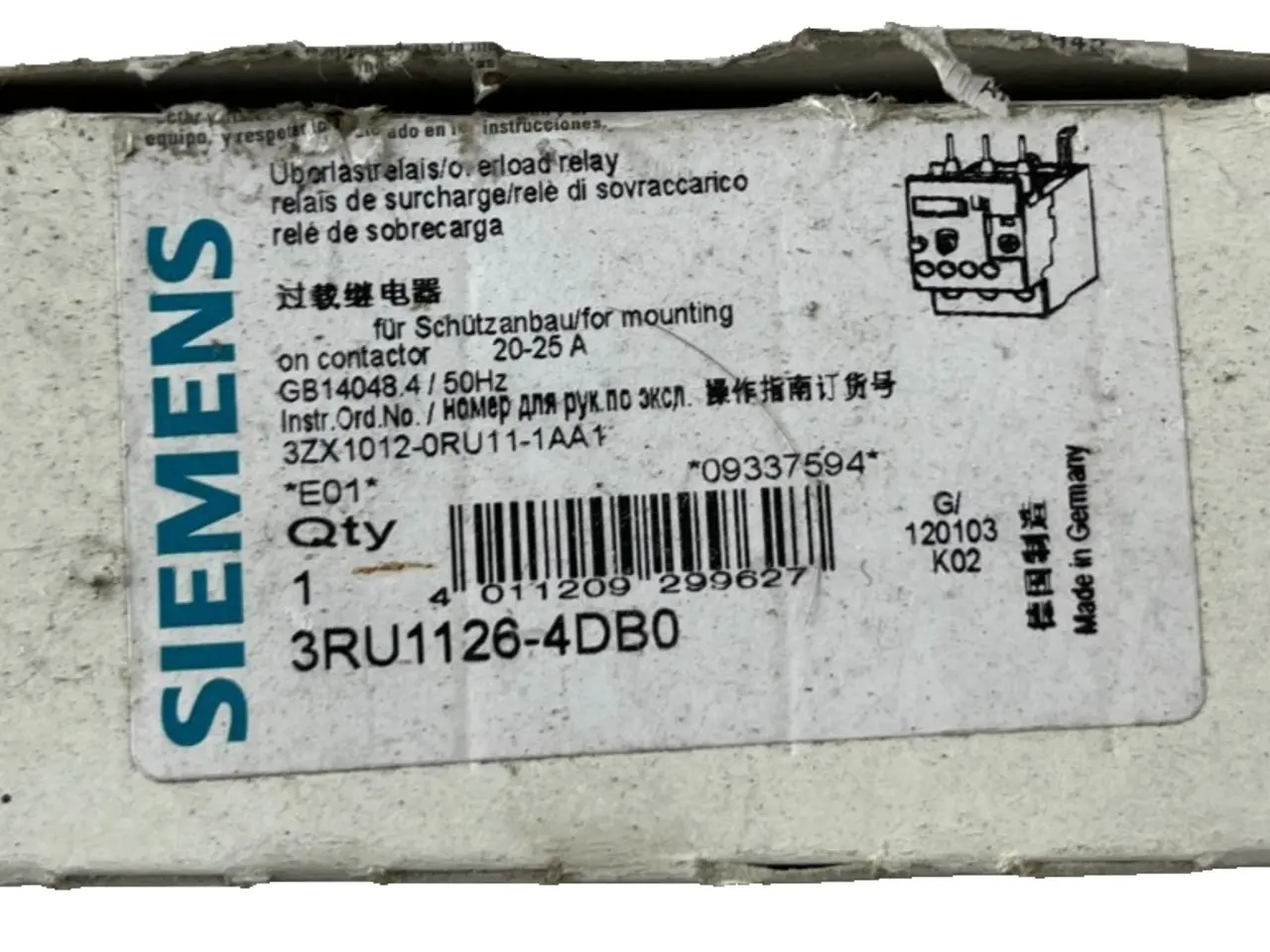Billede 1 - Siemens 3RU1126‑4DB0 SIRIUS Thermal Overload relæ