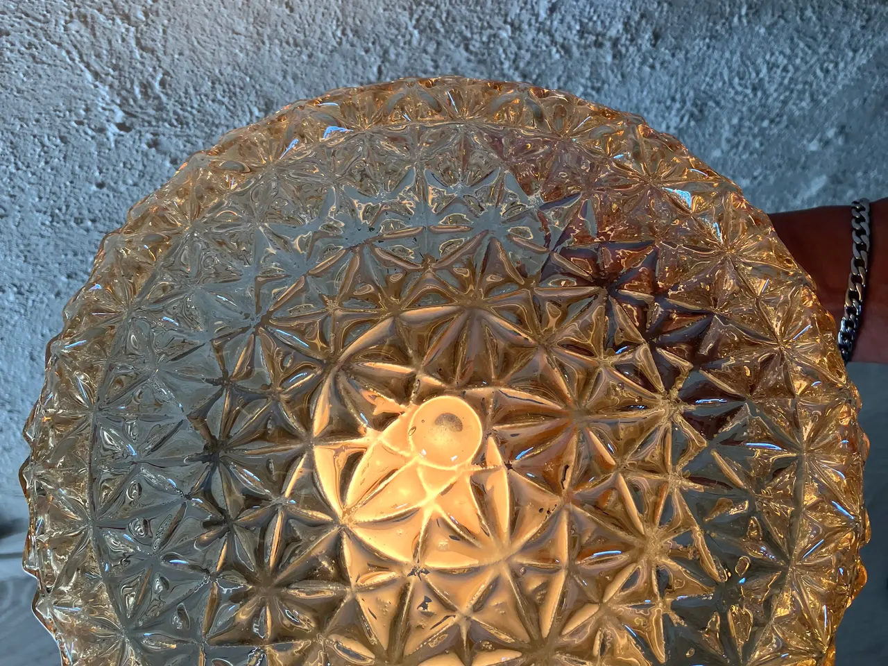 Billede 1 - Vintage plafond i ravfarvet glas