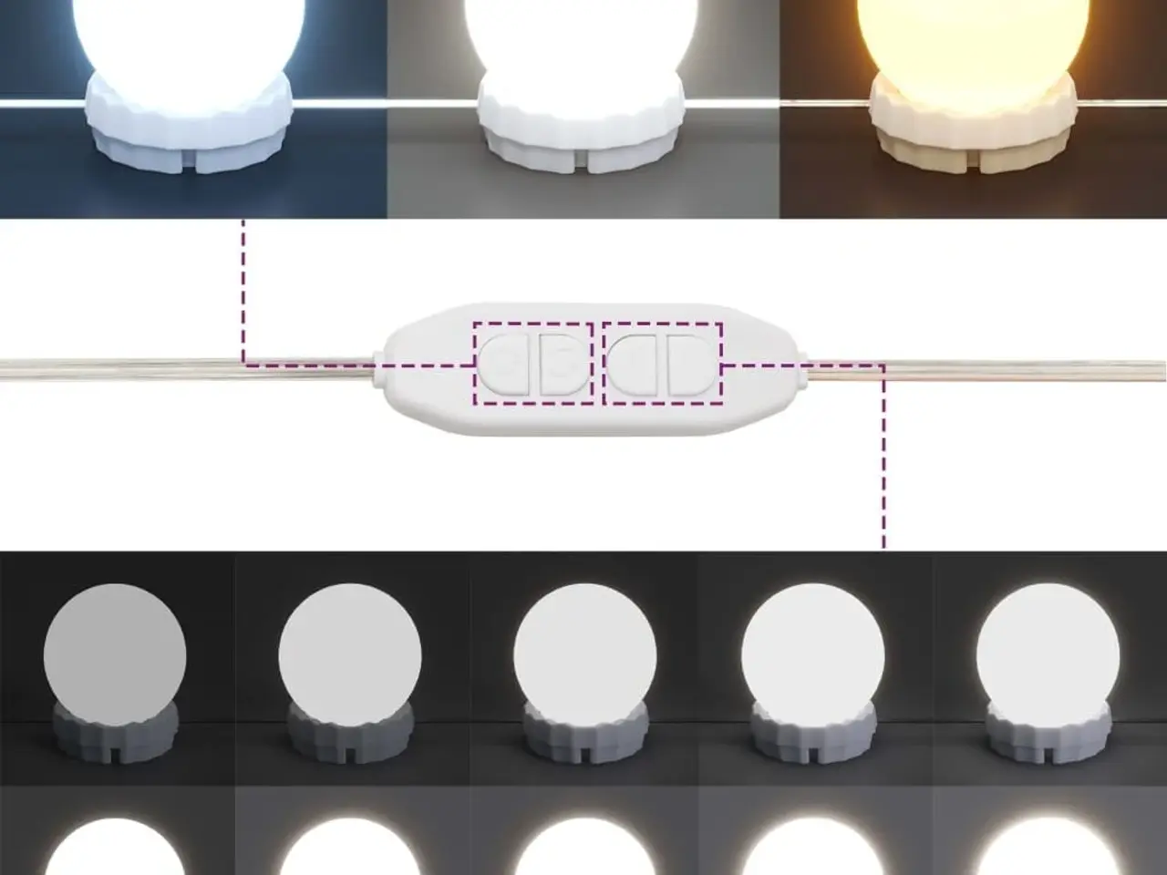 Billede 10 - Makeupbord med LED-lys 60×40×140 cm - betongrå