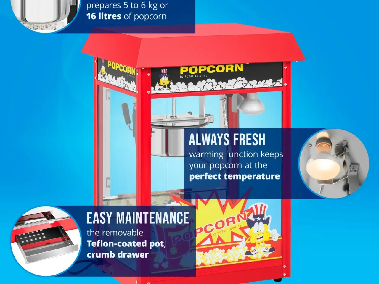 Billede 3 - Popcornmaskine – rødt tag – 230 V