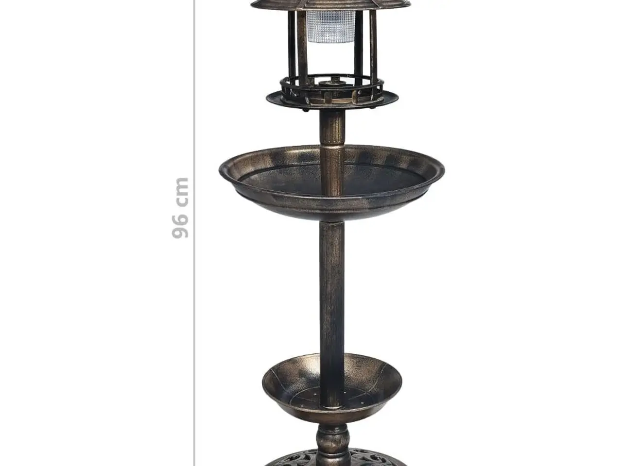 Billede 8 - Fuglebad på sokkel med soldrevne LED-lamper - bronzefarvet plastik, 39 × 96 cm