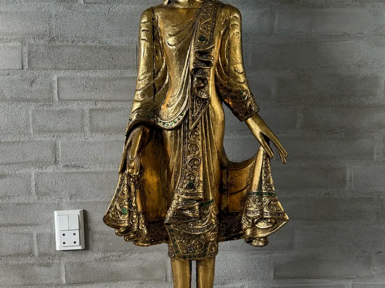 Billede 14 - Stor 102 cm Buddha i massivt træ.
