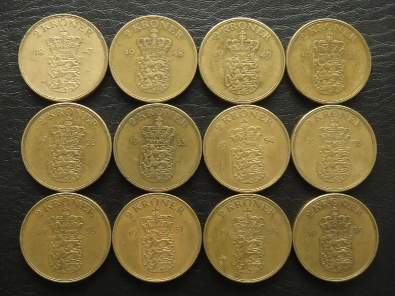 Billede 1 - 2 kr 1947-1959 Fr. IX komplet serie
