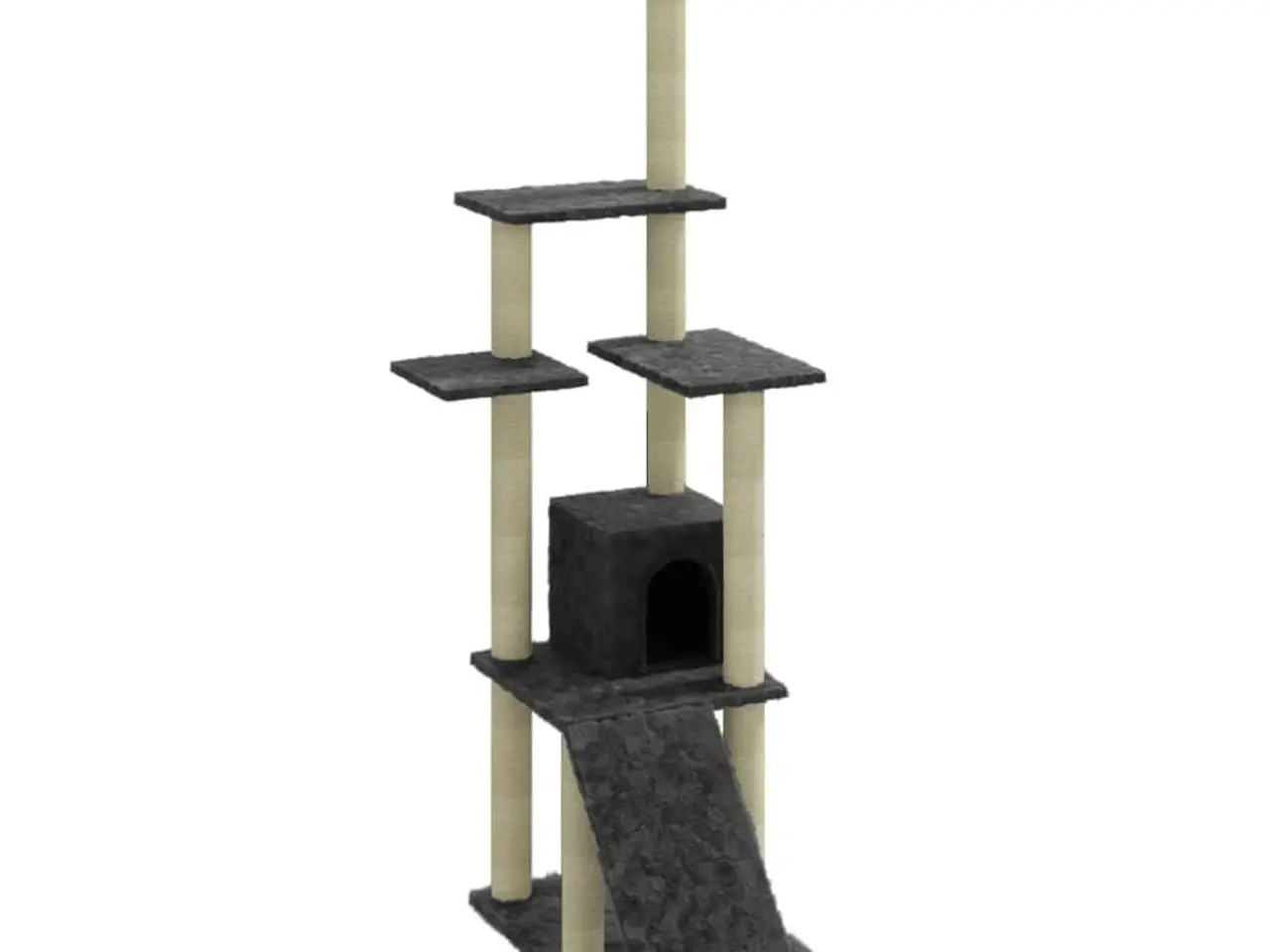 Billede 2 - Kradsetræ med sisal og rampe - 155 cm, mørkegrå