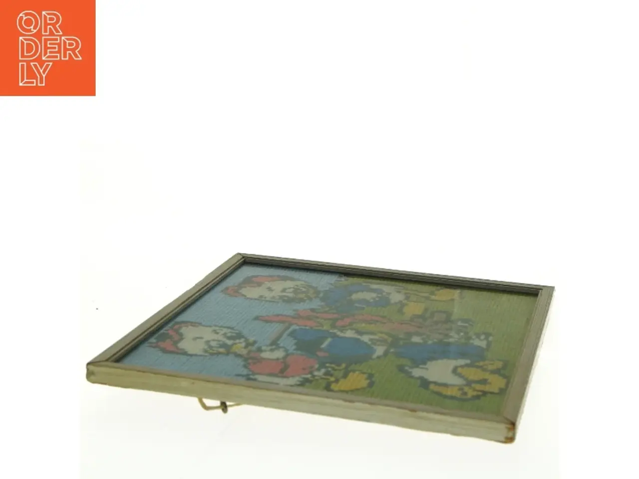Billede 3 - Billedramme med broderi tegneseriefigurer (str. 23 x 23 cm)