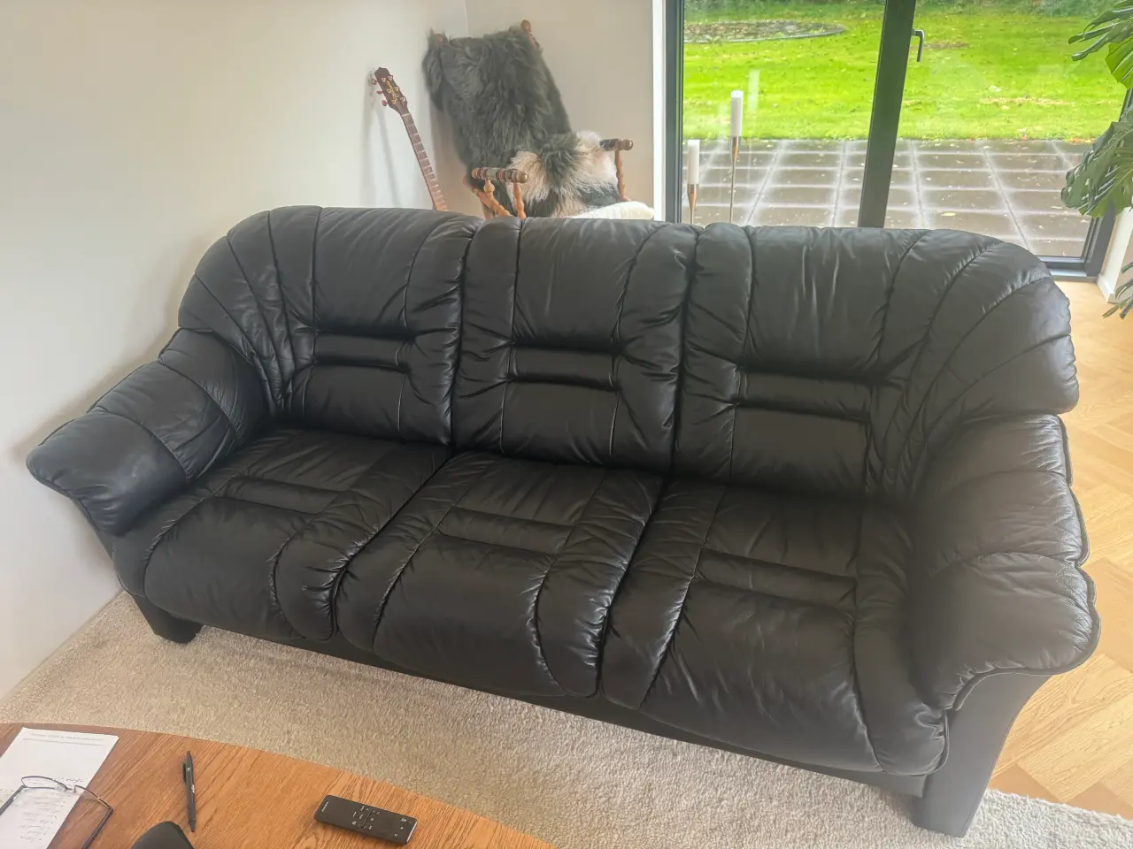 Billede 1 - 2 og 3 Pers. Lædersofa 