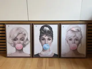 3 plakater i rammer