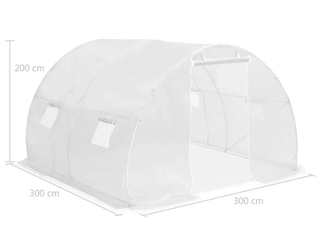 Billede 12 - Drivhus 9 m² - 300 × 300 × 200 cm, hvidt PE-net og galvaniseret stel