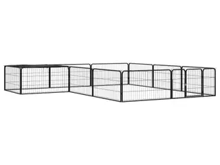 12-panels hundegård 100 × 50 cm i pulverlakeret stål - sort