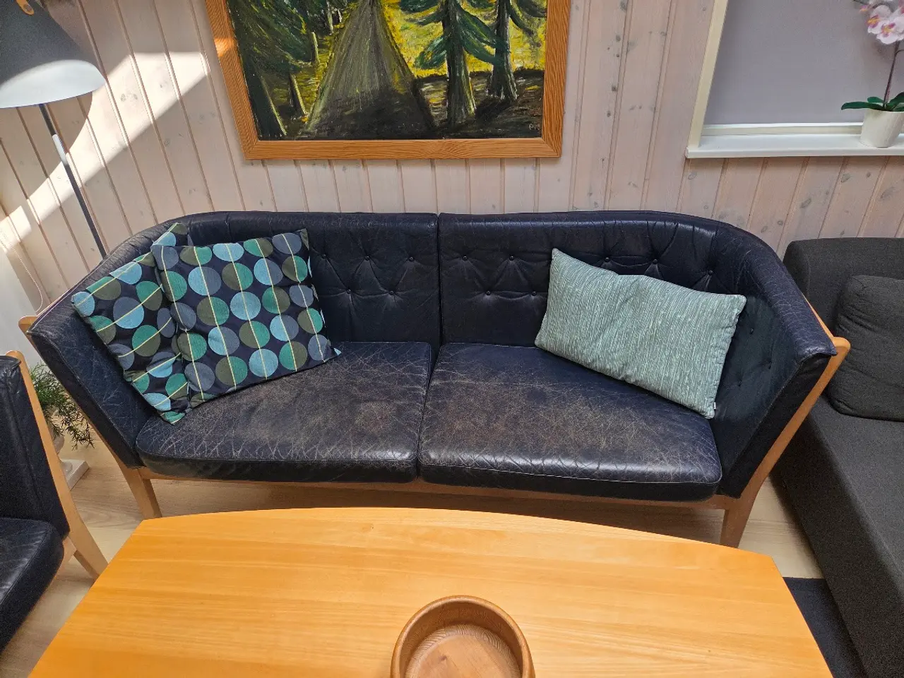 Billede 3 - Stouby Maria 3+2 sofa i mørkeblåt ægte læder.