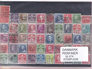 Danmark Perfiner 50 stk. Stemplet/Ustemplet