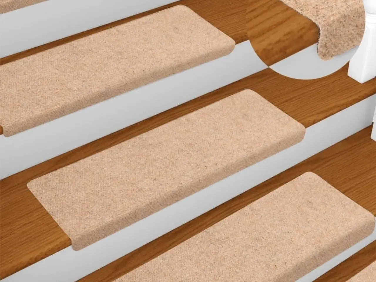 Billede 1 - Trappemåtter selvklæbende 15 stk. 65x21x4 cm cremefarvede rektangulære kant