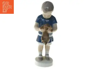 Porcelænsfigur af barn med hund (str. 17 cm) fra Bing Og Grøndahl