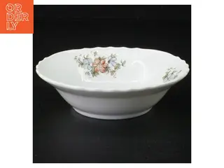 Blomsterdekoreret porcelænsskål (str. 15 x 4 cm)