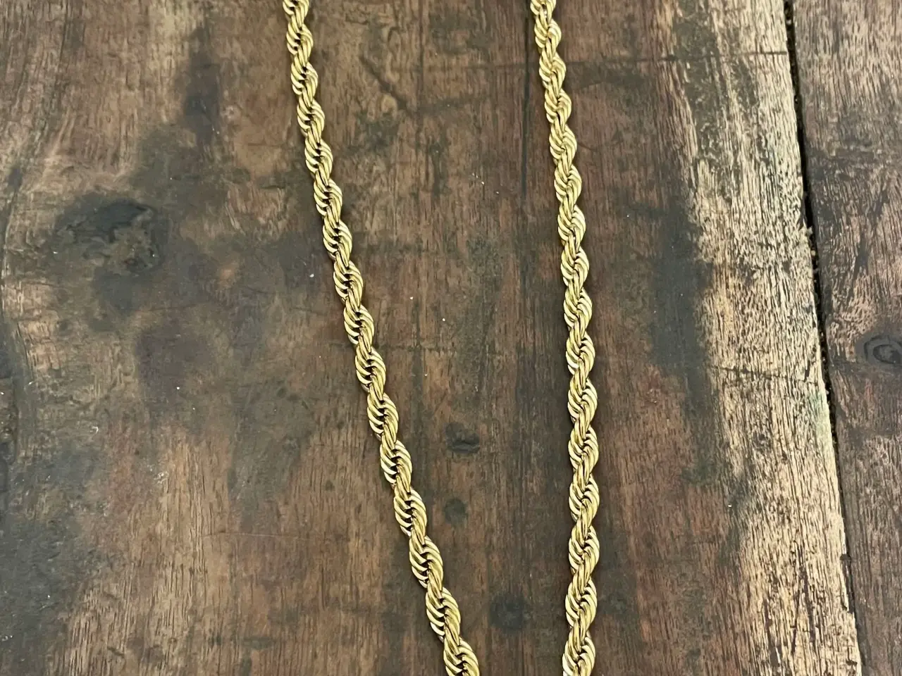 Billede 1 - 5mm goldfilled rope chain med unikt løve vedhæng