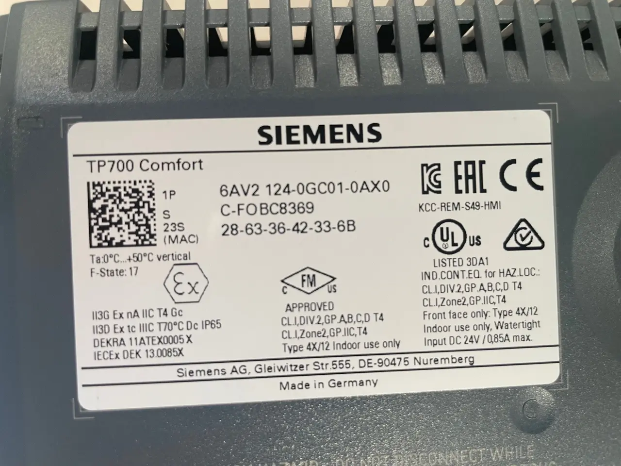 Billede 3 - Siemens SIMATIC HMI TP700 Comfort 7"