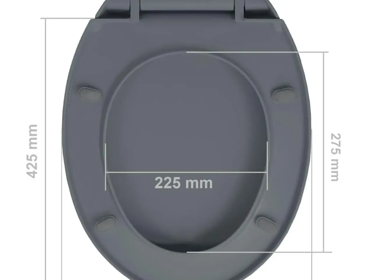 Billede 9 - Toiletsæde med soft close - oval, grå polypropylen