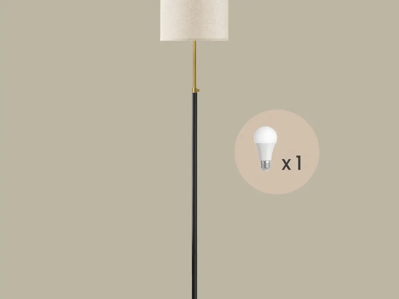 Billede 3 - Gulvlampe højdejusterbar 140-170 cm - guld-sort