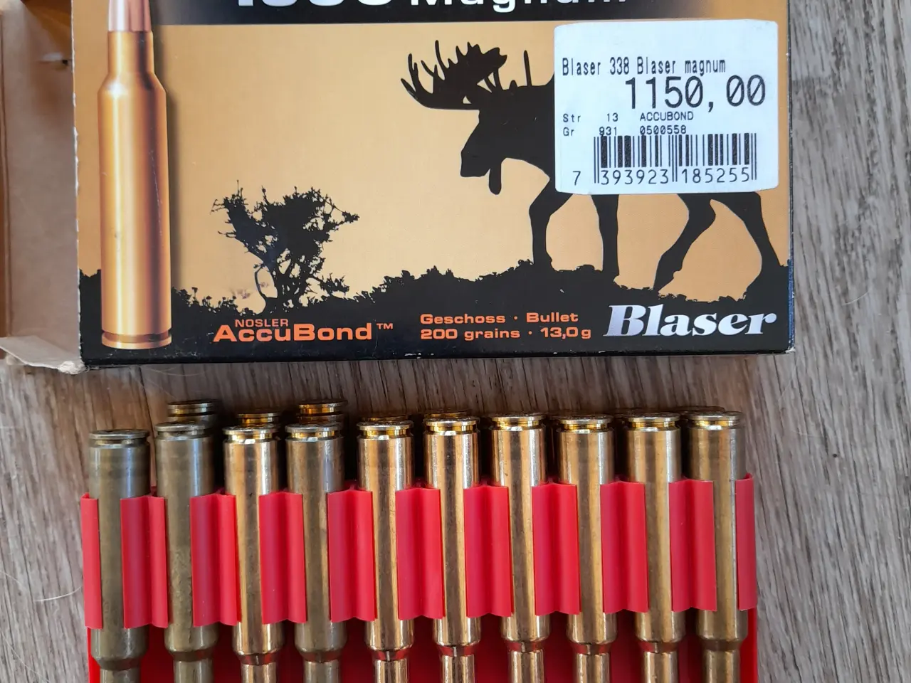 Billede 1 - cal. .338 Blaser Magnum, Patroner og Hylstre