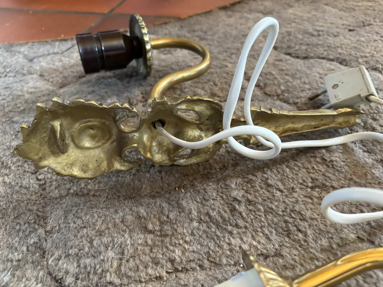 Billede 7 - 3 forskellige vintages messing væglamper sælges sa