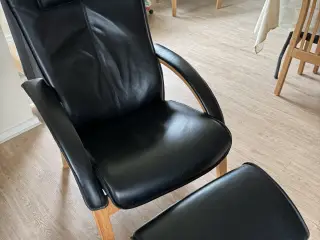 Brunstad lænestol med egeben mm
