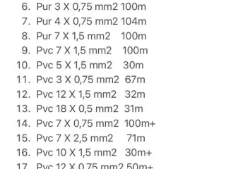 Pvc / Pur styrekabler div.