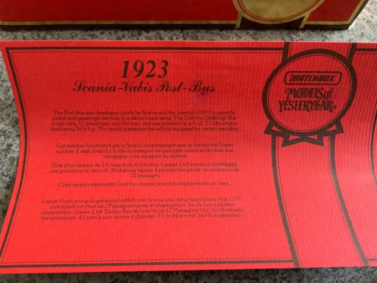 Billede 6 - Matchbox Y-16, 1923 Scania-Varis Post Bus 