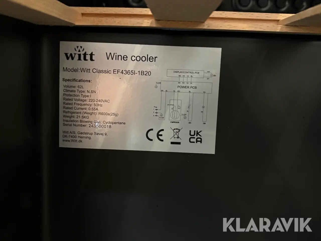 Billede 9 - Vin køleskab Witt Ef4365l-1b20