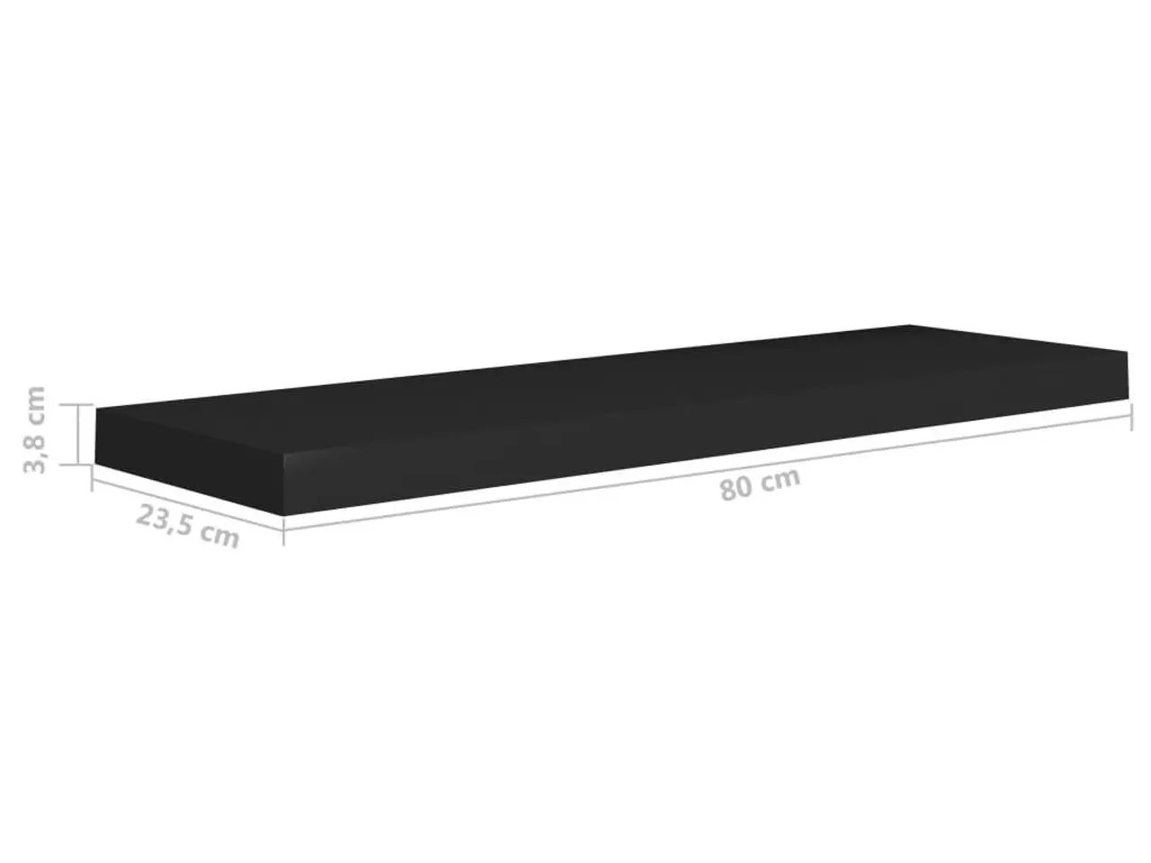 Billede 9 - Væghylde 80 × 23,5 × 3,8 cm - MDF, sort