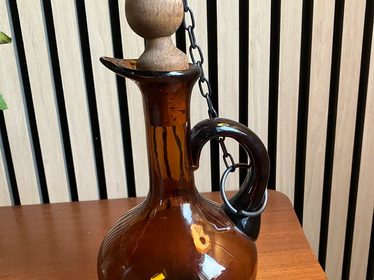 Billede 3 - Vintage glaskaraffel i ravfarvet glas