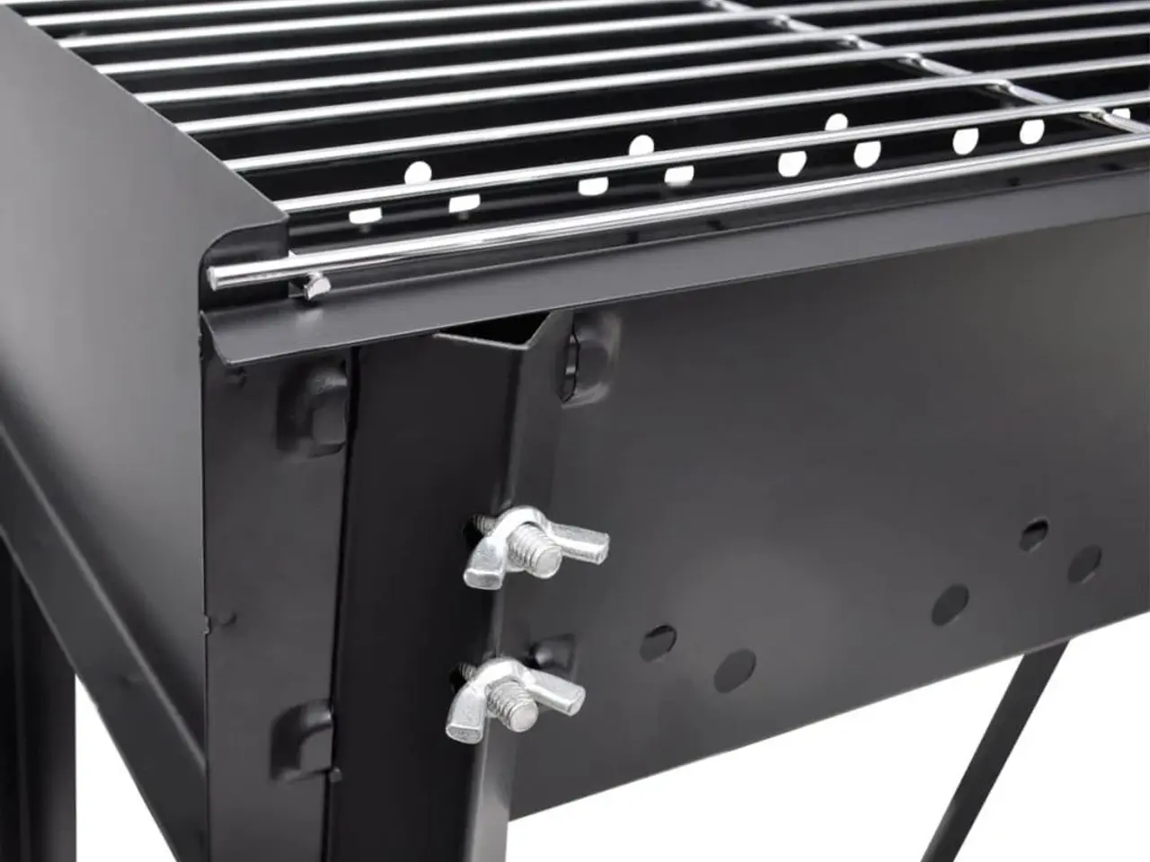 Billede 4 - Firkantet kulgrill 75 x 28 cm - stål grill på stativ