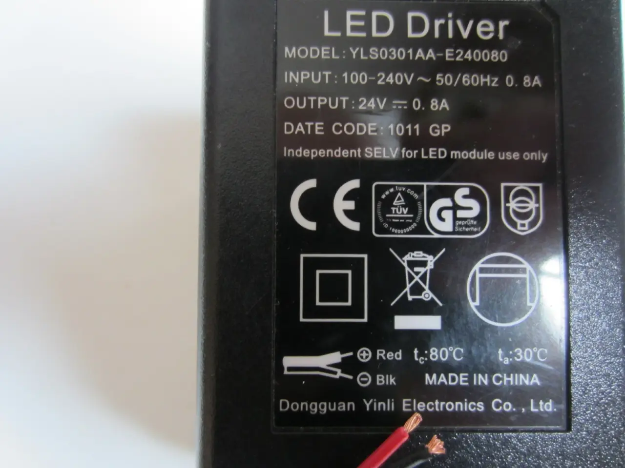 Billede 2 - LED Driver YLS0301AA-E240080 24 Vdc 0.8A