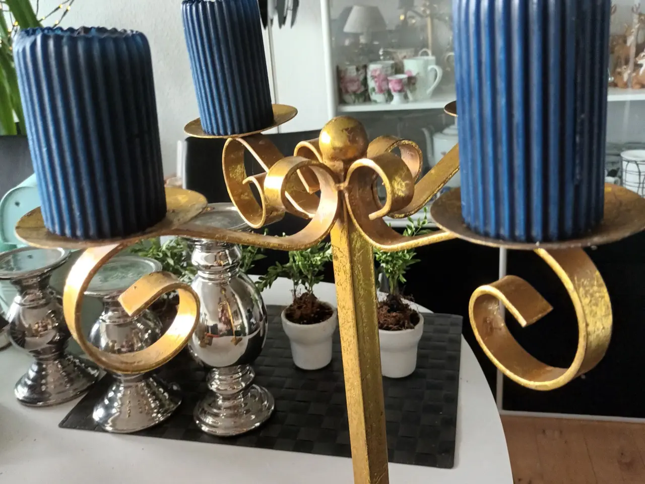 Billede 1 - FLOT Guld/Gylden Bloklys/Fyrfadstage